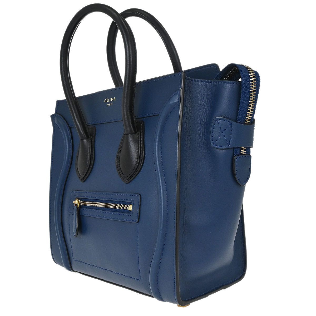 Celine Blue Leather Micro Luggage Tote Bag