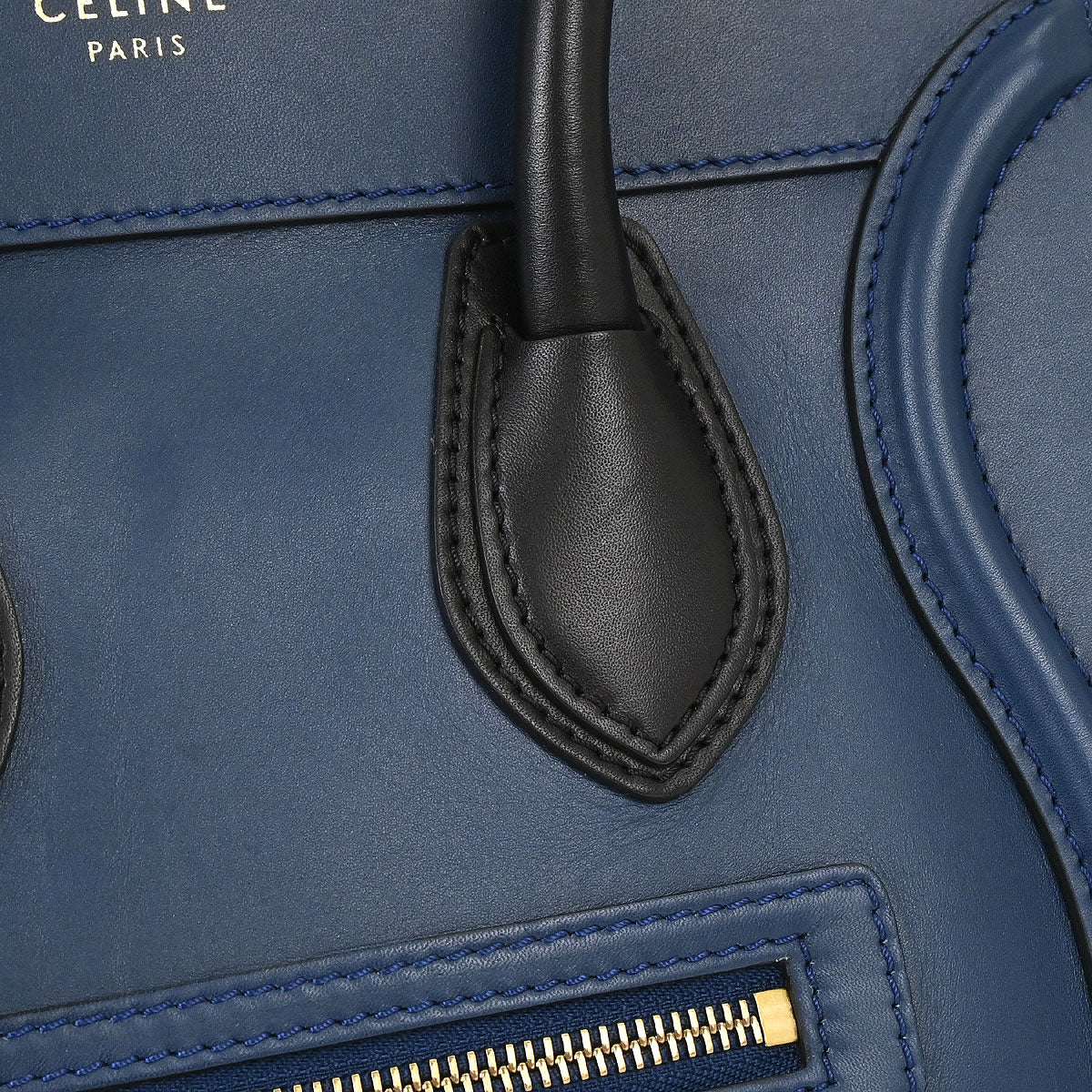 Celine Blue Leather Micro Luggage Tote Bag