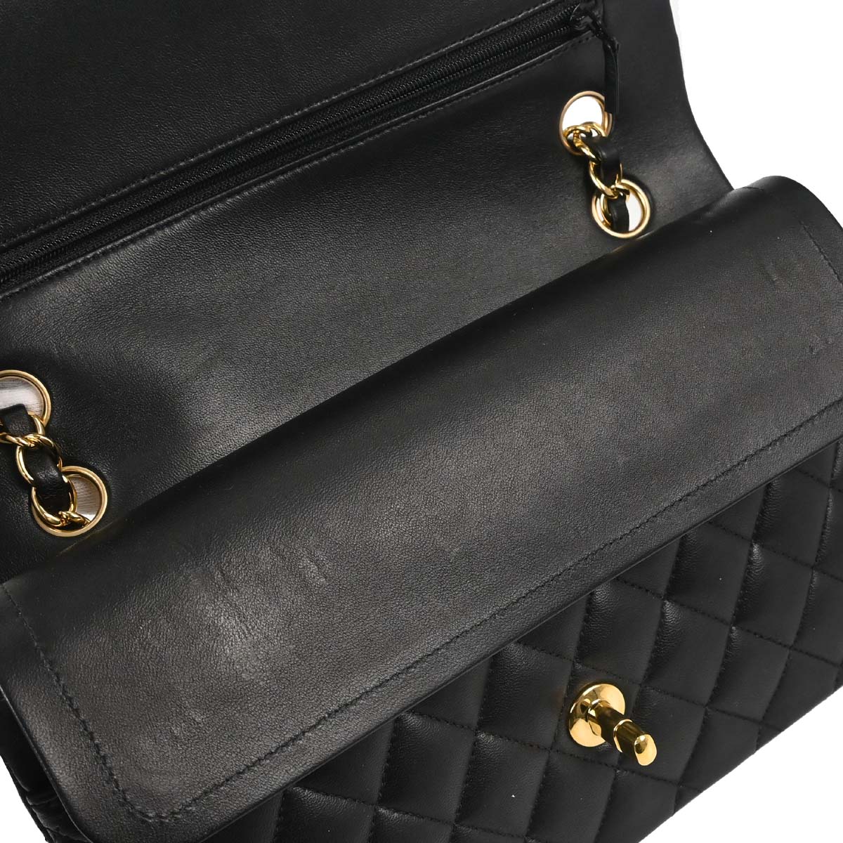 Chanel Black Lambskin Medium Classic Double Flap Shoulder Bag