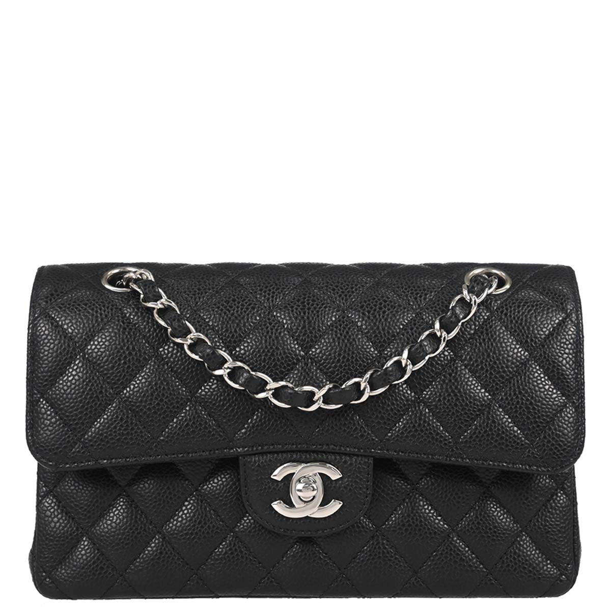 Chanel Black Caviar Skin Small Classic Double Flap Shoulder Bag