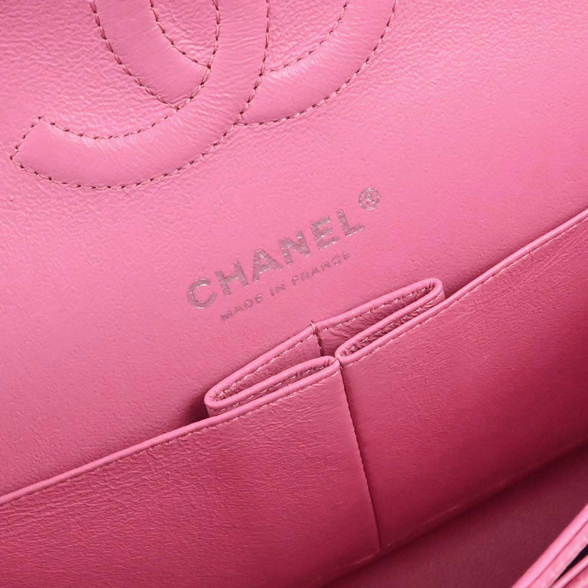 Chanel 2019 Pink Caviar Skin Chevron Medium Double Flap Shoulder Bag