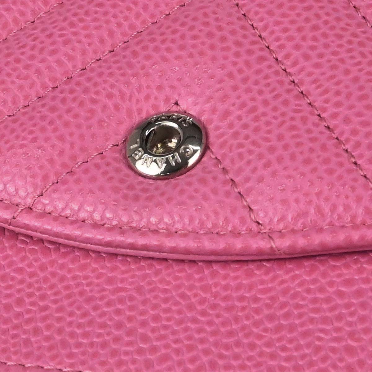 Chanel 2019 Pink Caviar Skin Chevron Medium Double Flap Shoulder Bag