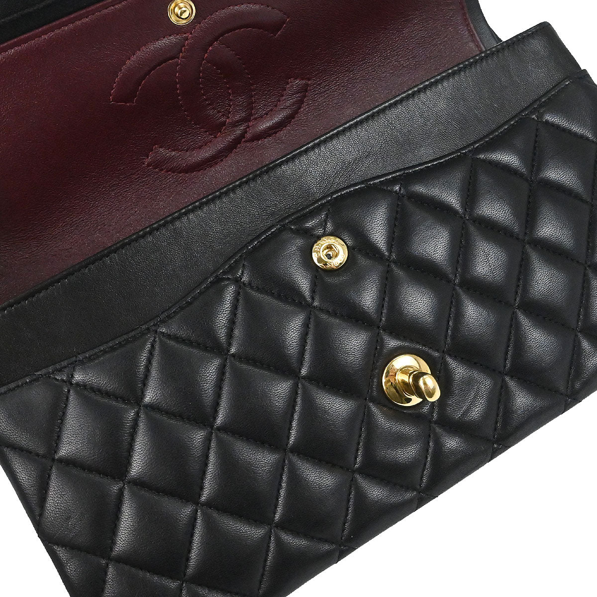 Chanel 2011 Black Lambskin Medium Classic Double Flap Shoulder Bag