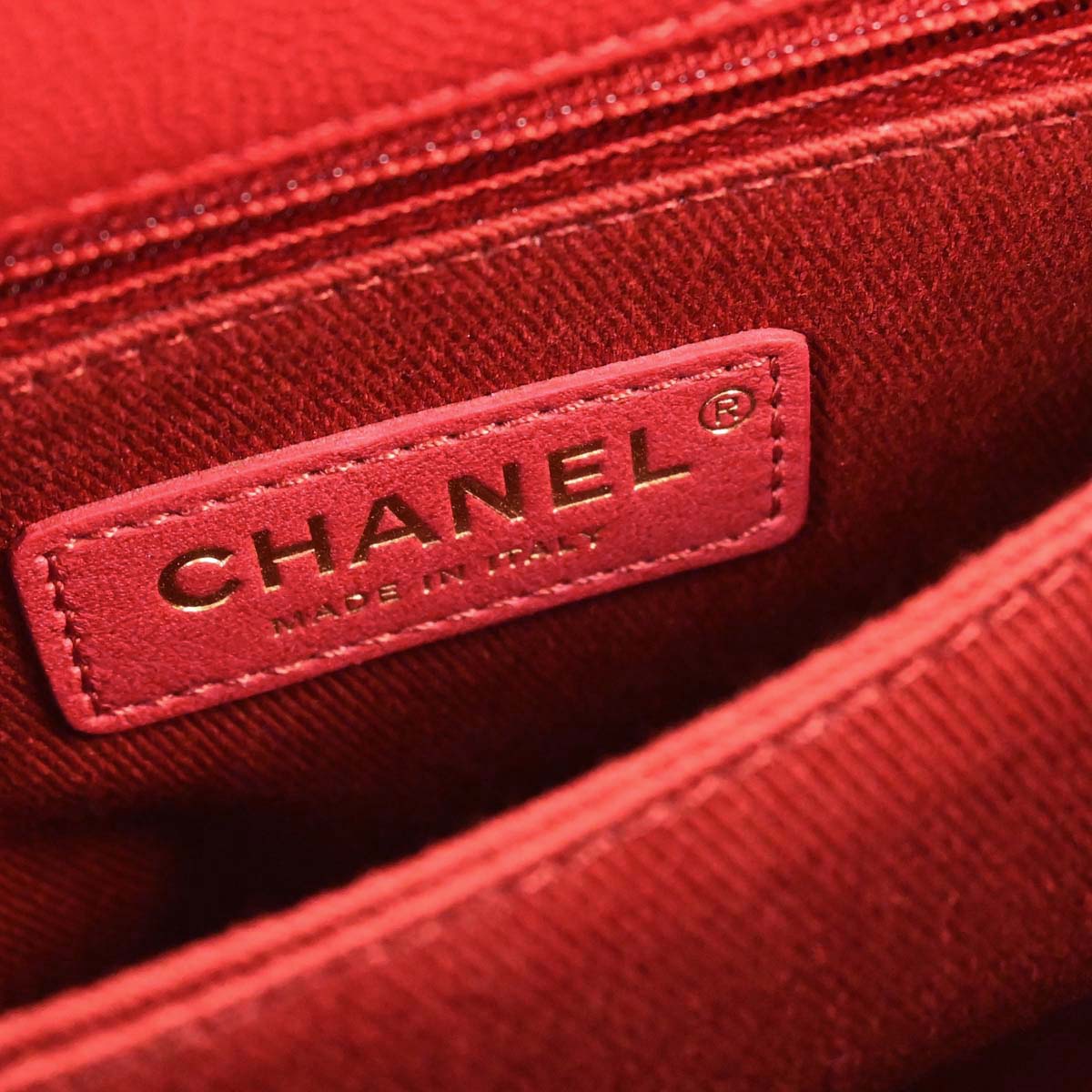 Chanel 2019 Red Caviar Skin Coco Handle 2way Shoulder Handbag