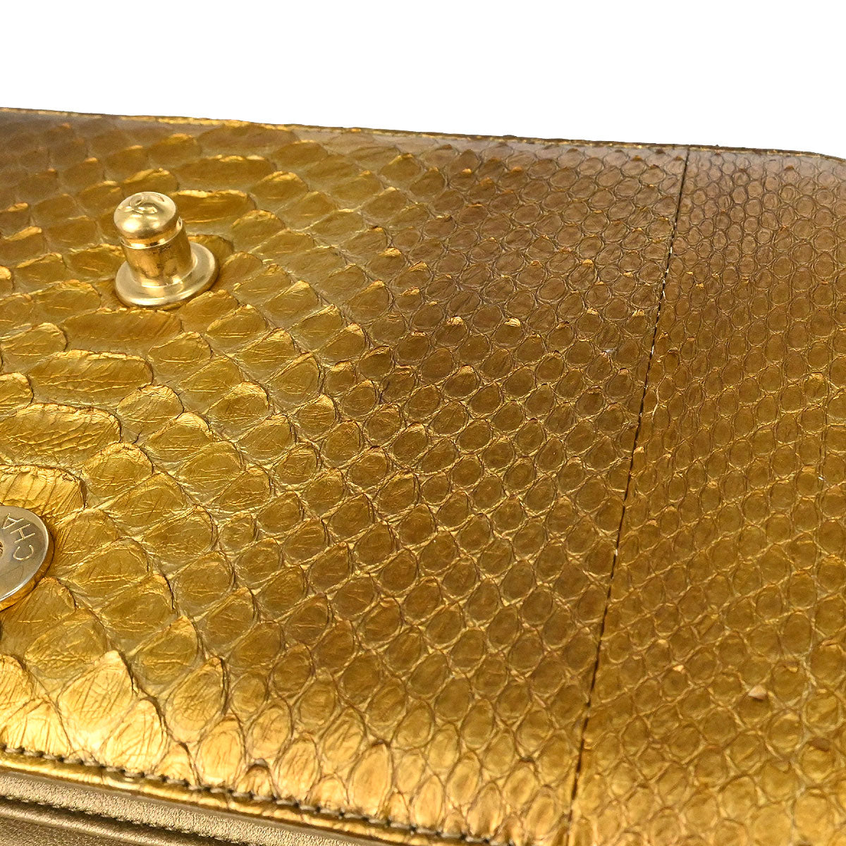 Chanel * 2014-2015 Gold Python Perfect Edge Flap Bag 2way Shoulder Handbag