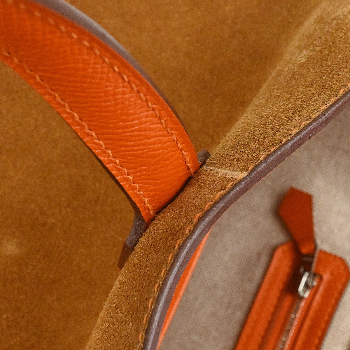 Hermes Orange Brown Doblis Epsom Maxibox Cabas 30 Tote Handbag