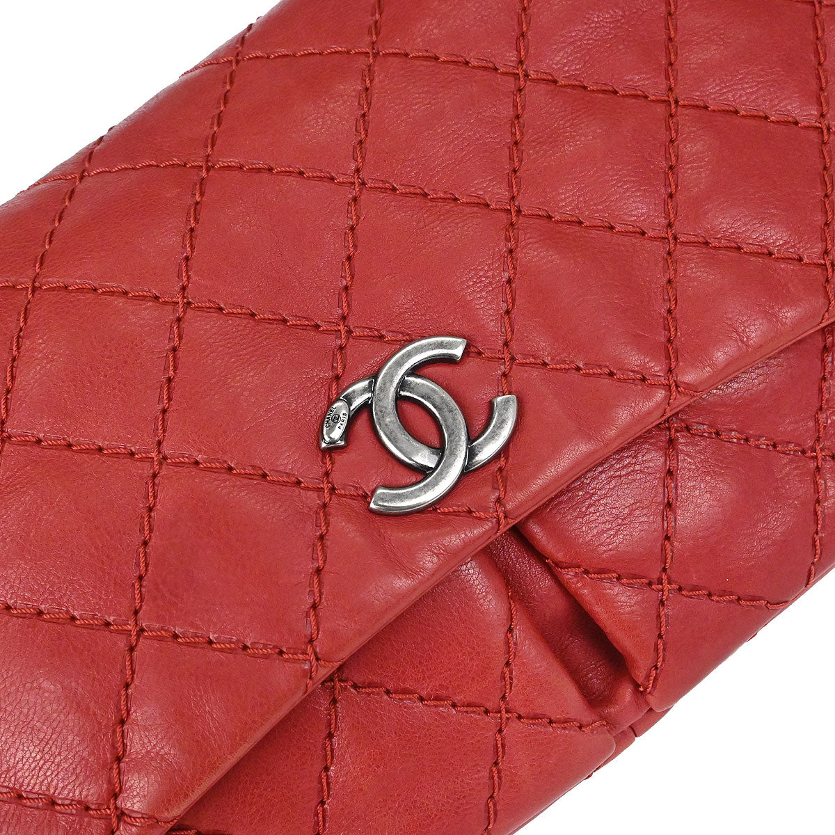 Chanel 2012-2013 Red Calfskin Ultimate Stitch Natural Beauty Split Pocket Flap Bag