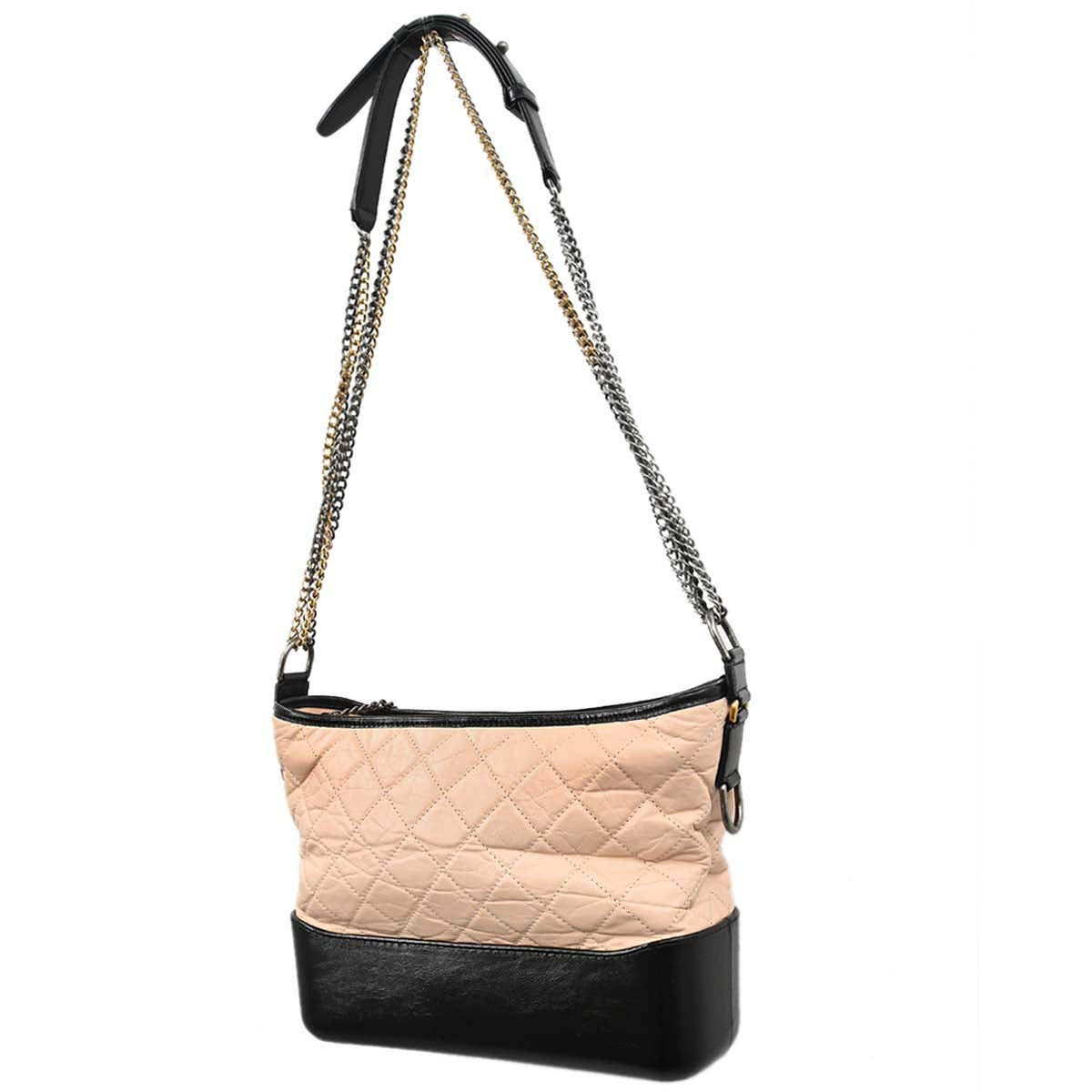Chanel Beige Black Calfskin Medium Gabrielle Shoulder Bag