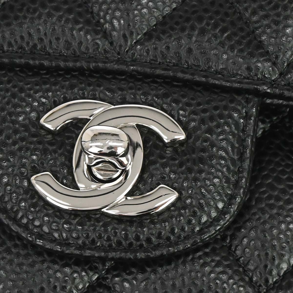 Chanel 2019 Black Caviar Skin Medium Classic Double Flap Shoulder Bag