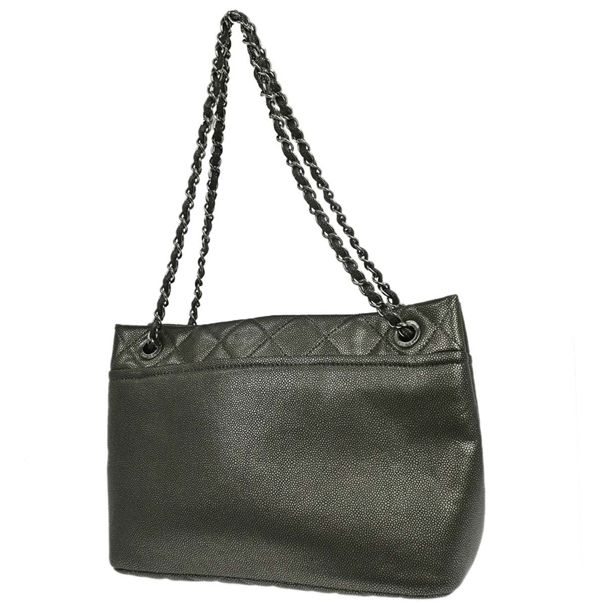 Chanel 2010-2011 Metallic Silver Caviar Skin Tote Handbag