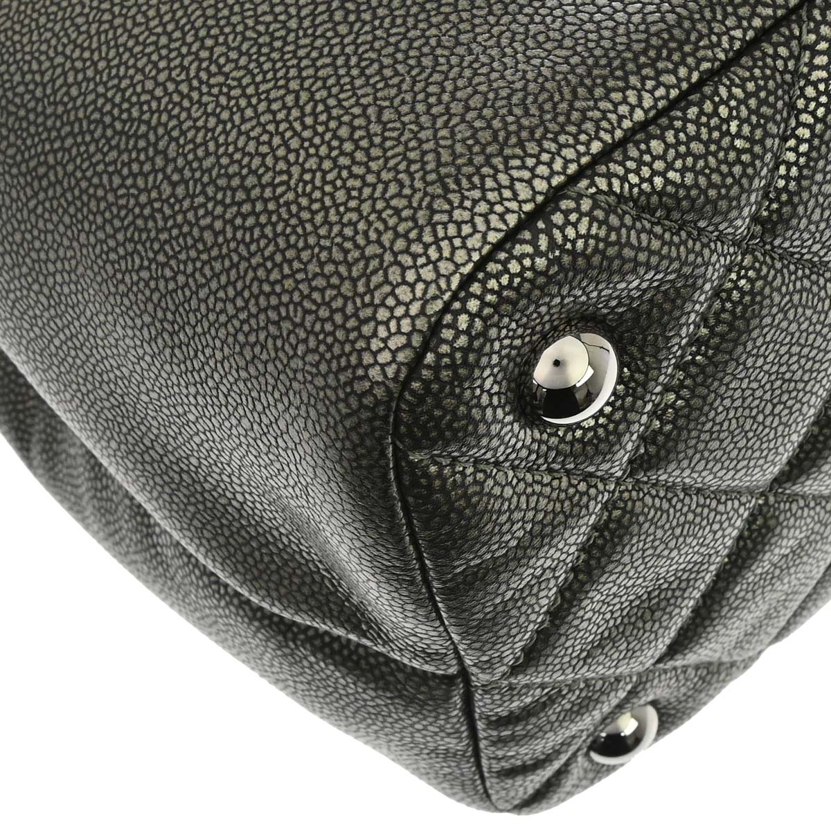 Chanel 2010-2011 Metallic Silver Caviar Skin Tote Handbag