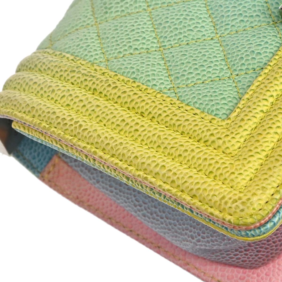 Boy Chanel 2017 Pink Yellow Blue Green Caviar Skin Small Chain Shoulder Bag