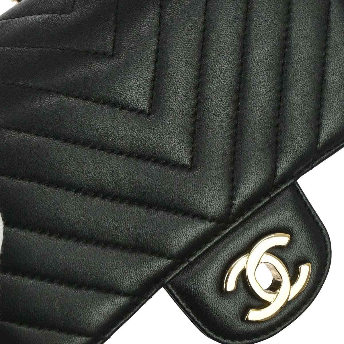 Chanel 2017-2018 Black Lambskin Chevron Mini Classic Square Flap Shoulder Bag 17