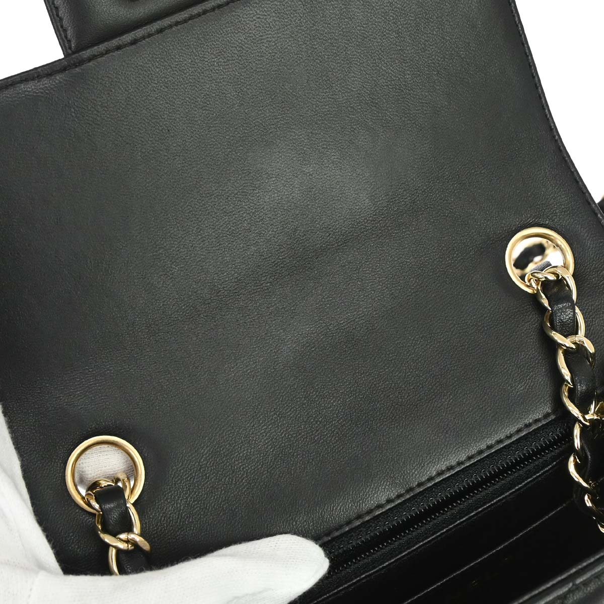 Chanel 2017-2018 Black Lambskin Chevron Mini Classic Square Flap Shoulder Bag 17