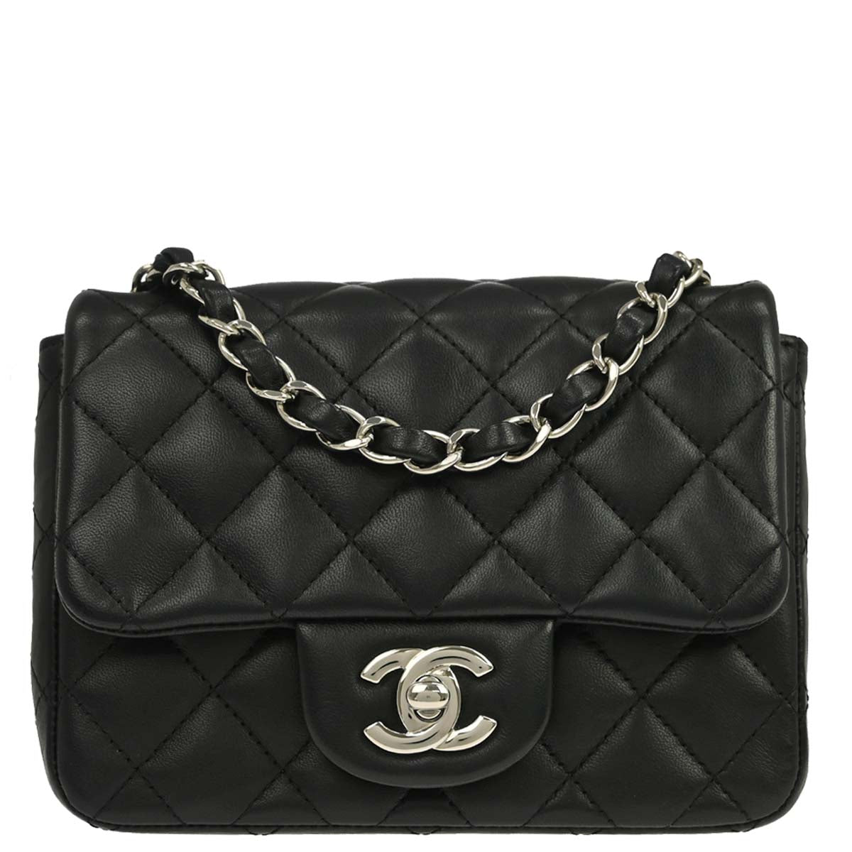 Chanel 2016-2017 Black Lambskin Mini Classic Square Flap Shoulder Bag 17