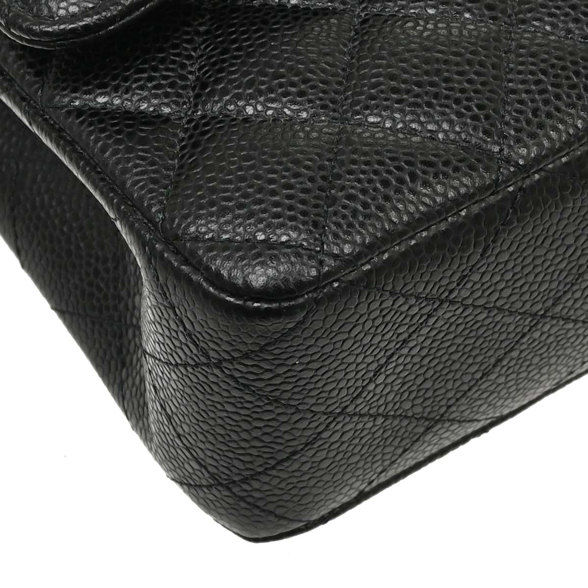 Chanel 2019 Black Caviar Skin Medium Classic Double Flap Shoulder Bag