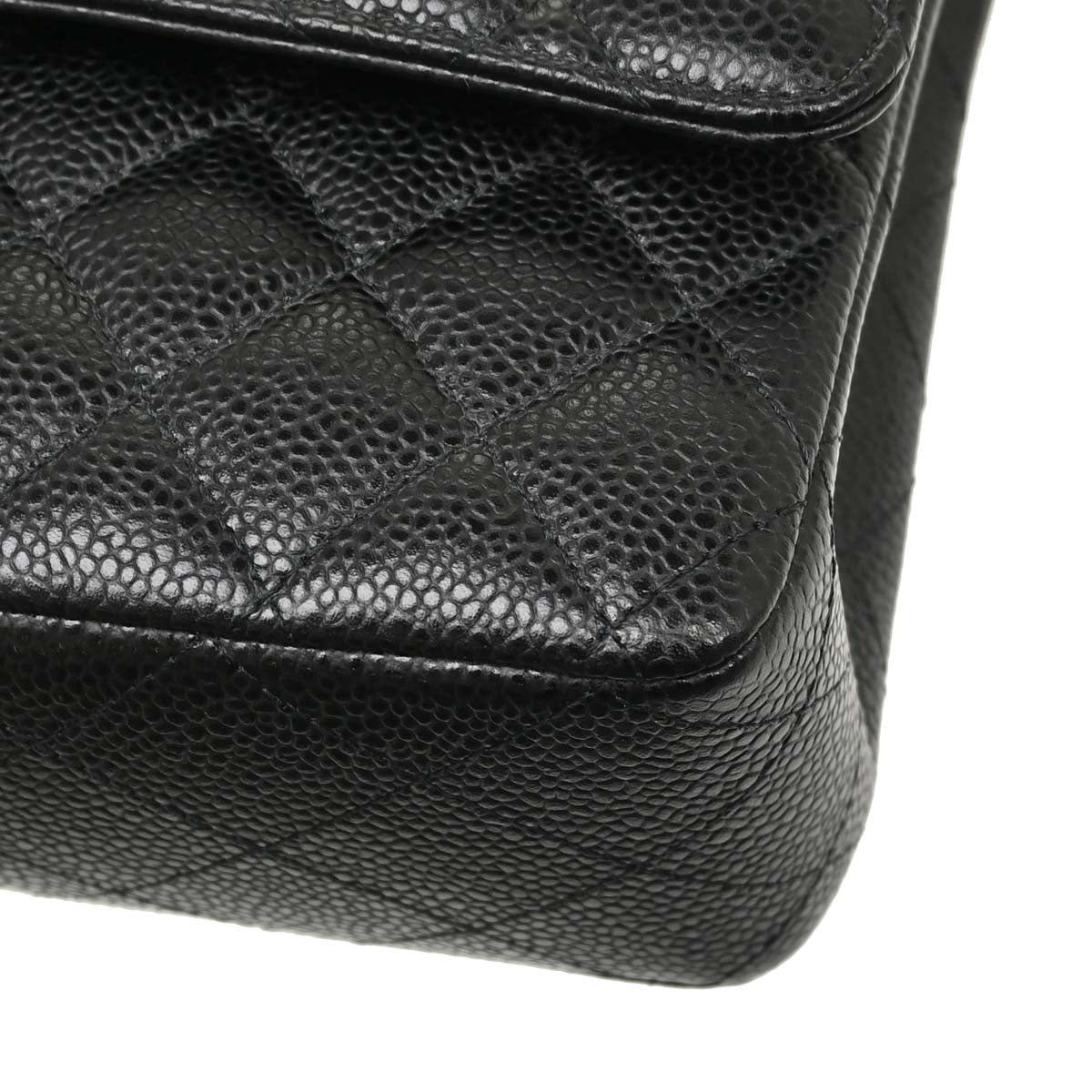 Chanel 2019 Black Caviar Skin Medium Classic Double Flap Shoulder Bag