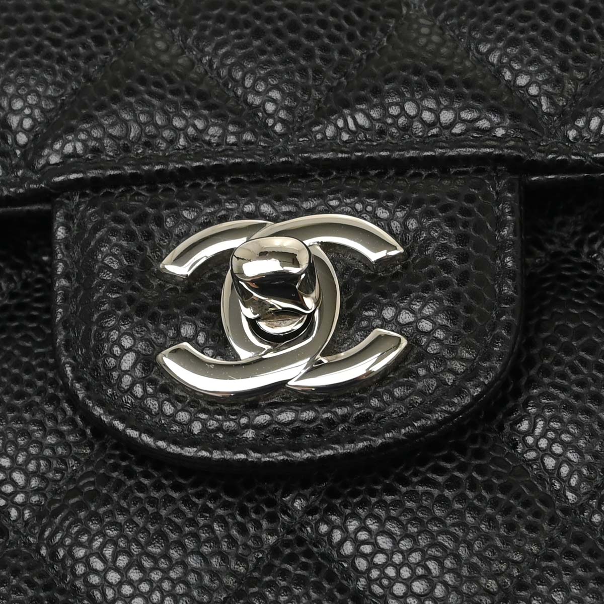 Chanel 2019 Black Caviar Skin Medium Classic Double Flap Shoulder Bag
