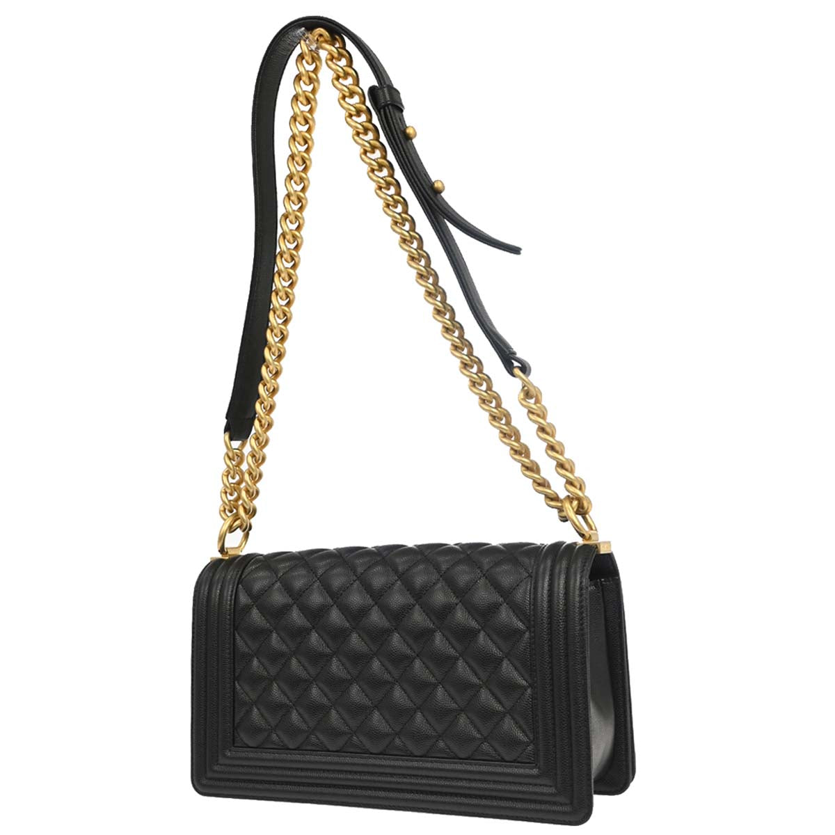Boy Chanel 2018-2019 Black Caviar Skin Medium Shoulder Bag