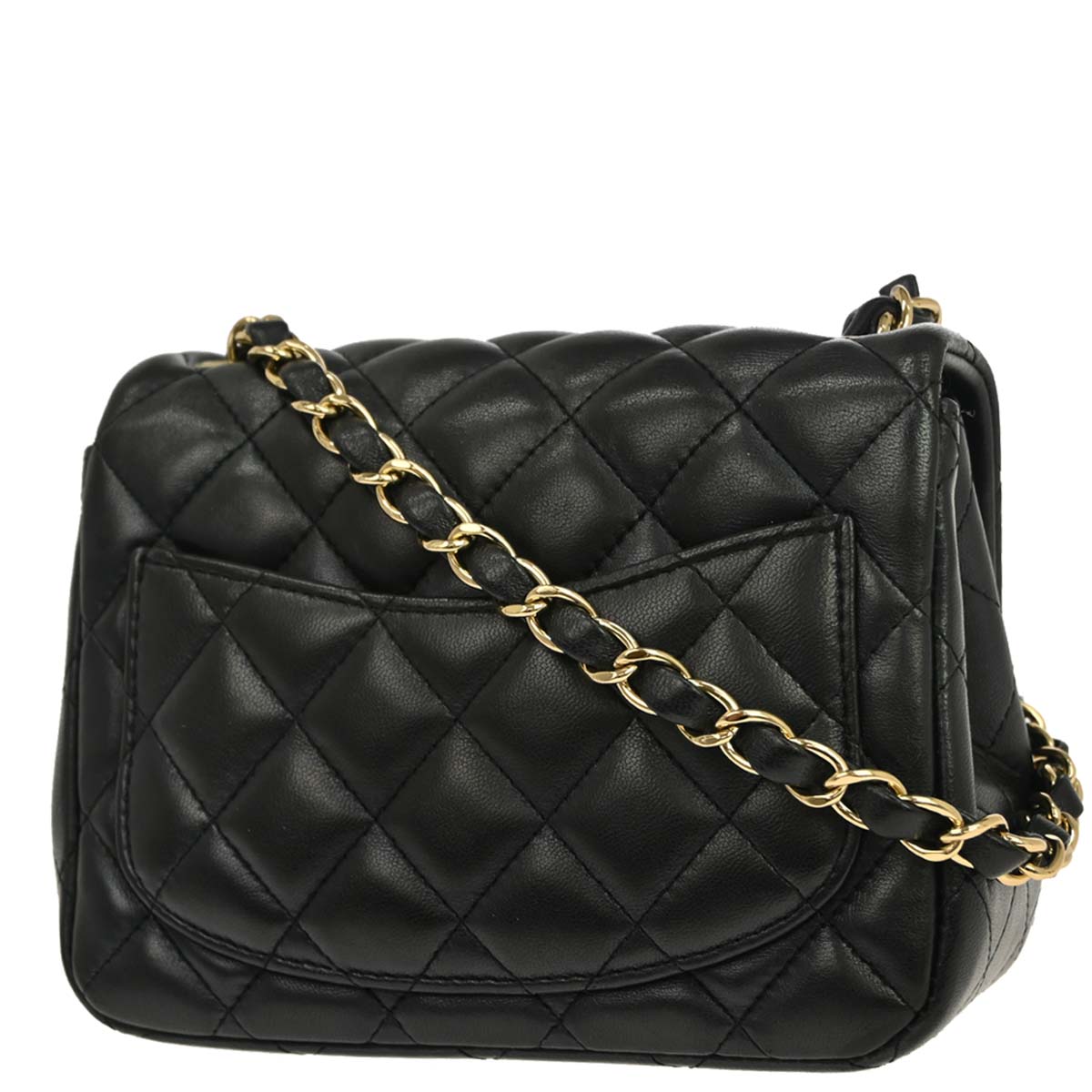 Chanel 2019 Black Lambskin Mini Classic Square Flap Shoulder Bag 17