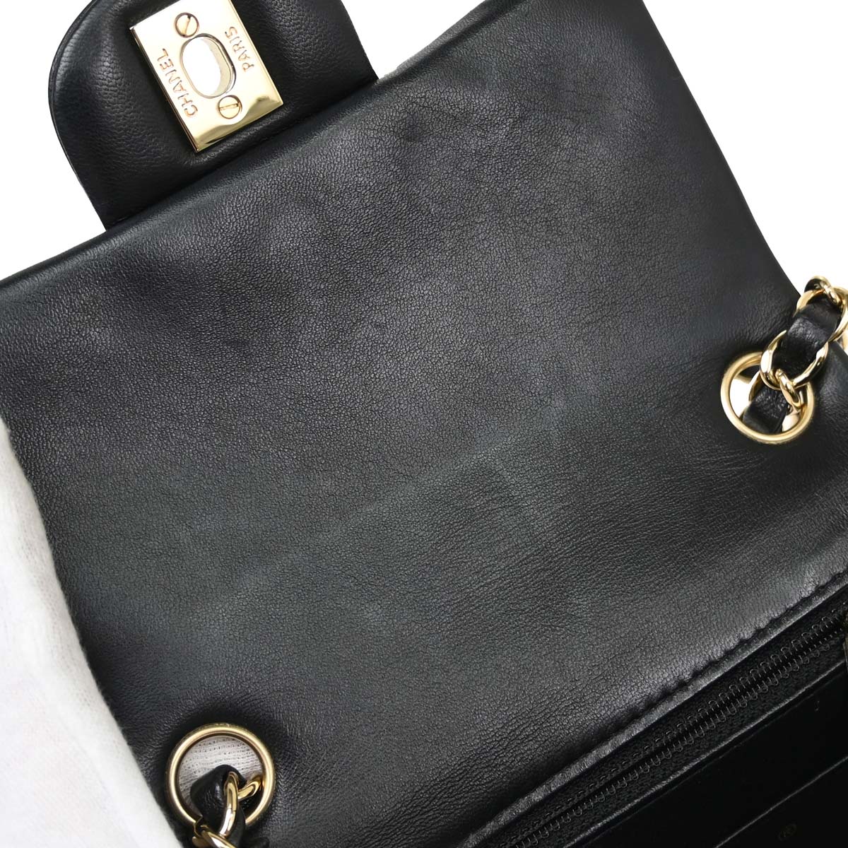 Chanel 2019 Black Lambskin Mini Classic Square Flap Shoulder Bag 17