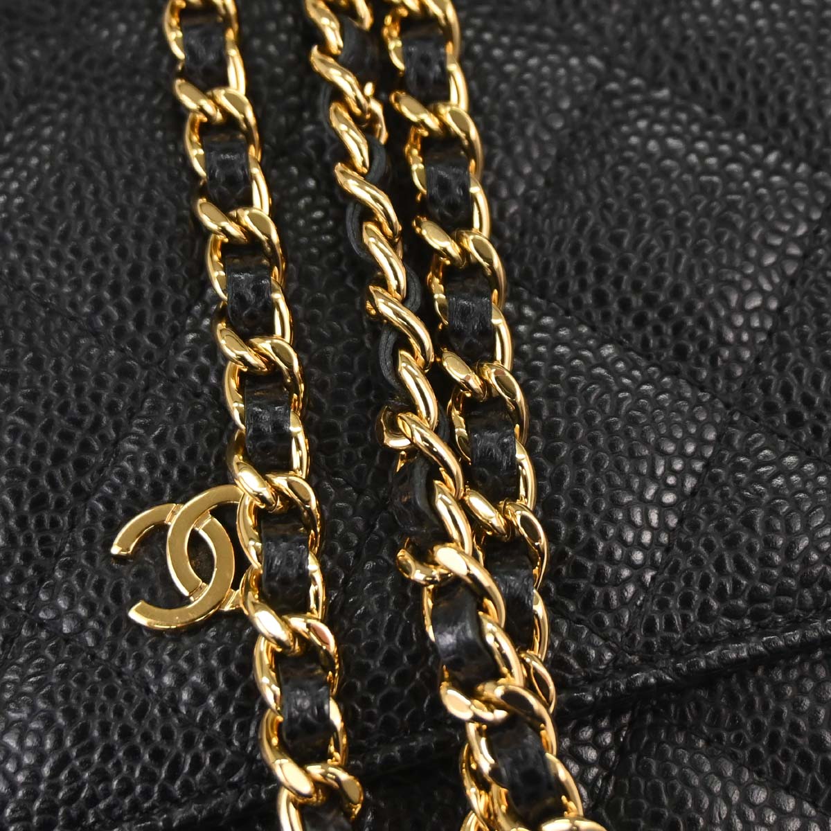 Chanel 2019 Black Caviar Skin Classic WOC Wallet on Chain Bag