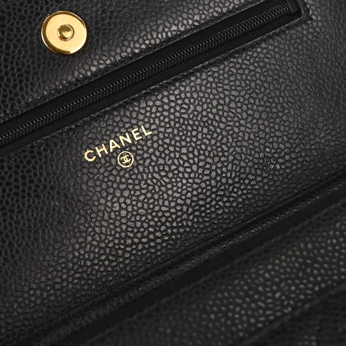 Chanel 2019 Black Caviar Skin Classic WOC Wallet on Chain Bag