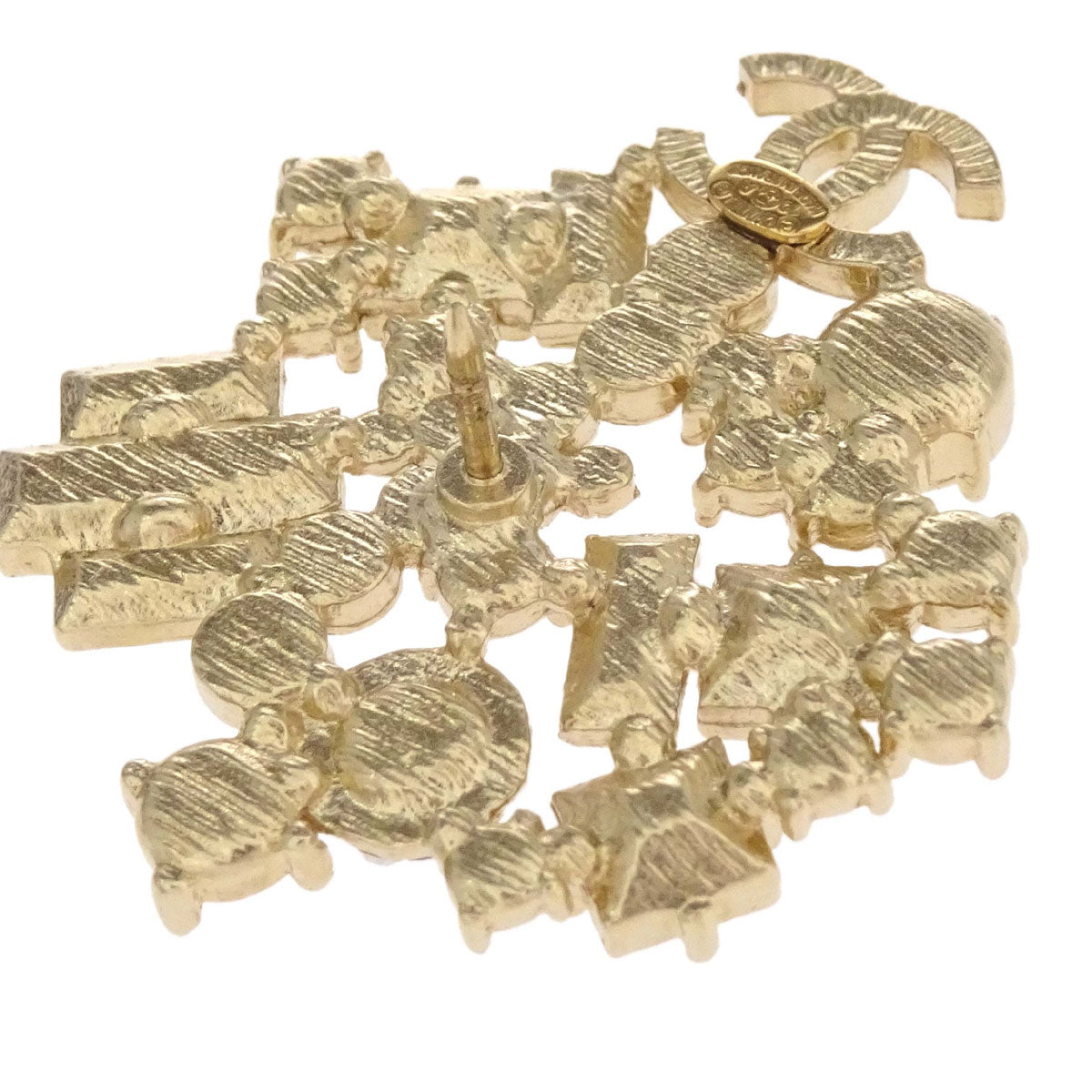 Chanel CC Brooch Pin Gold Rhinestone 10A