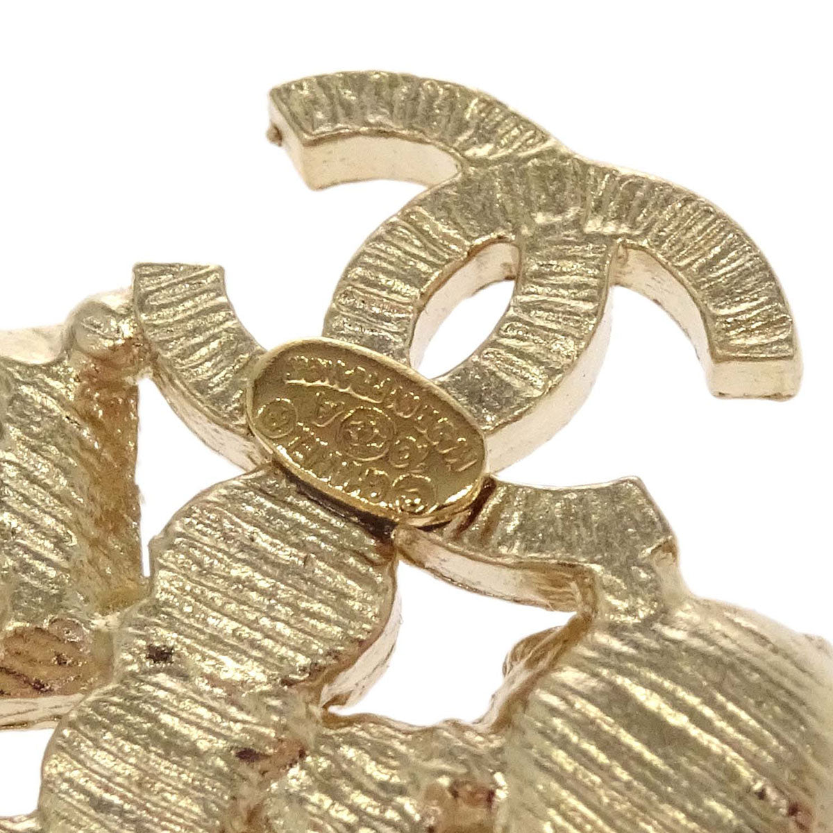 Chanel CC Brooch Pin Gold Rhinestone 10A