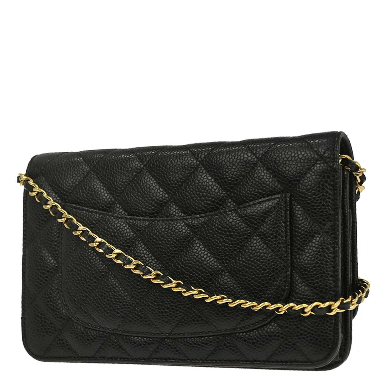 Chanel 2019 Black Caviar Skin Classic WOC Wallet on Chain Bag