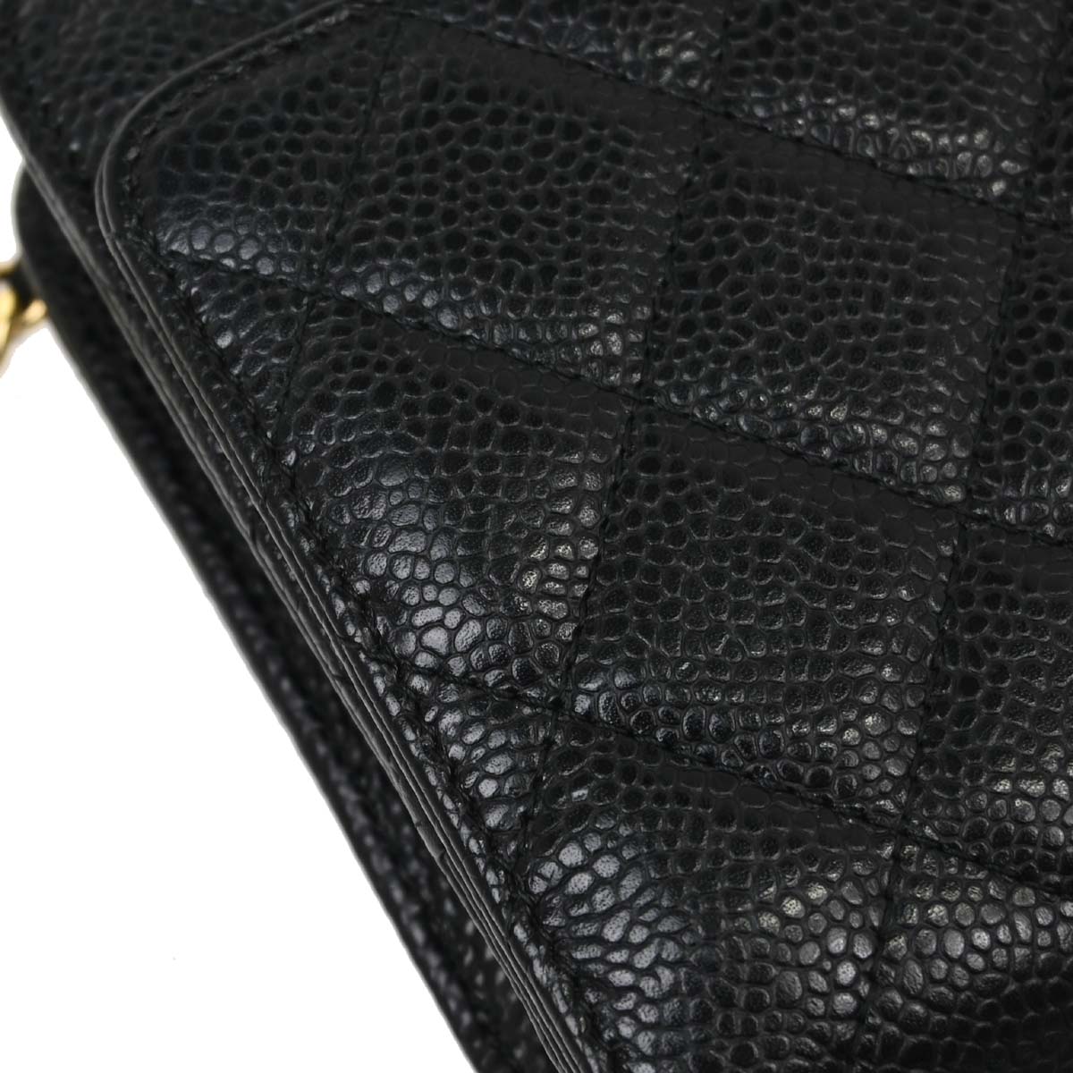 Chanel 2019 Black Caviar Skin Classic WOC Wallet on Chain Bag