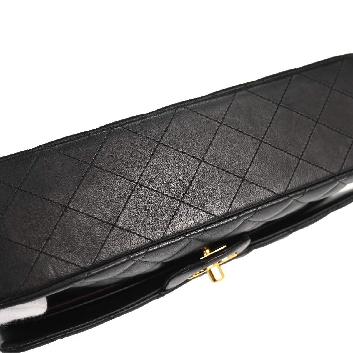 Chanel 2010-2011 Black Lambskin Medium Classic Double Flap Shoulder Bag