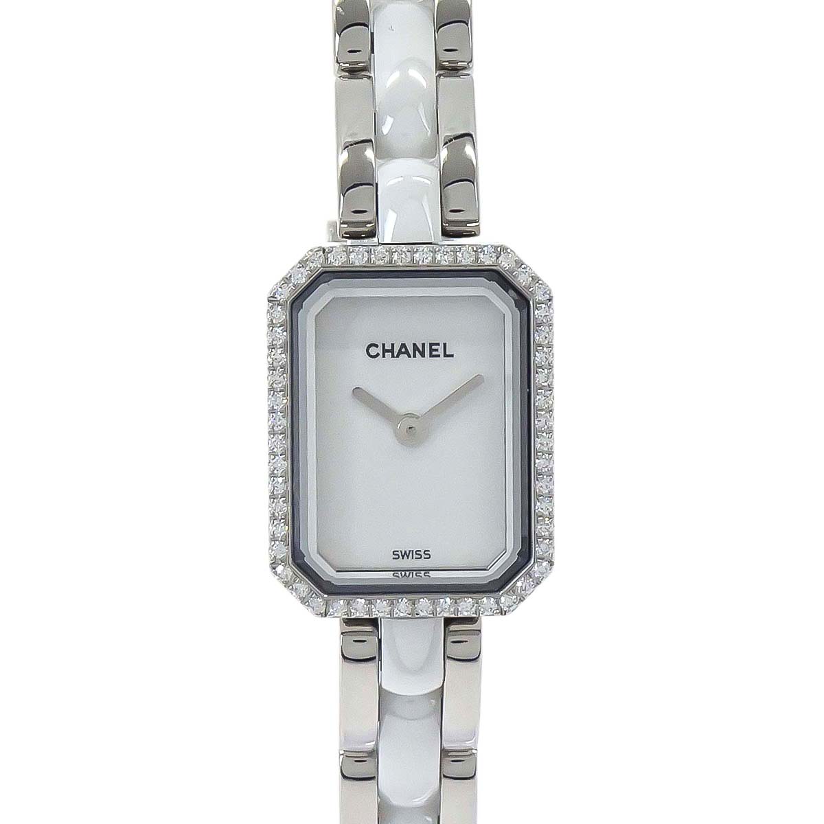 Chanel Premiere 15mm H2132 Quartz Watch Ceramic SS Diamond