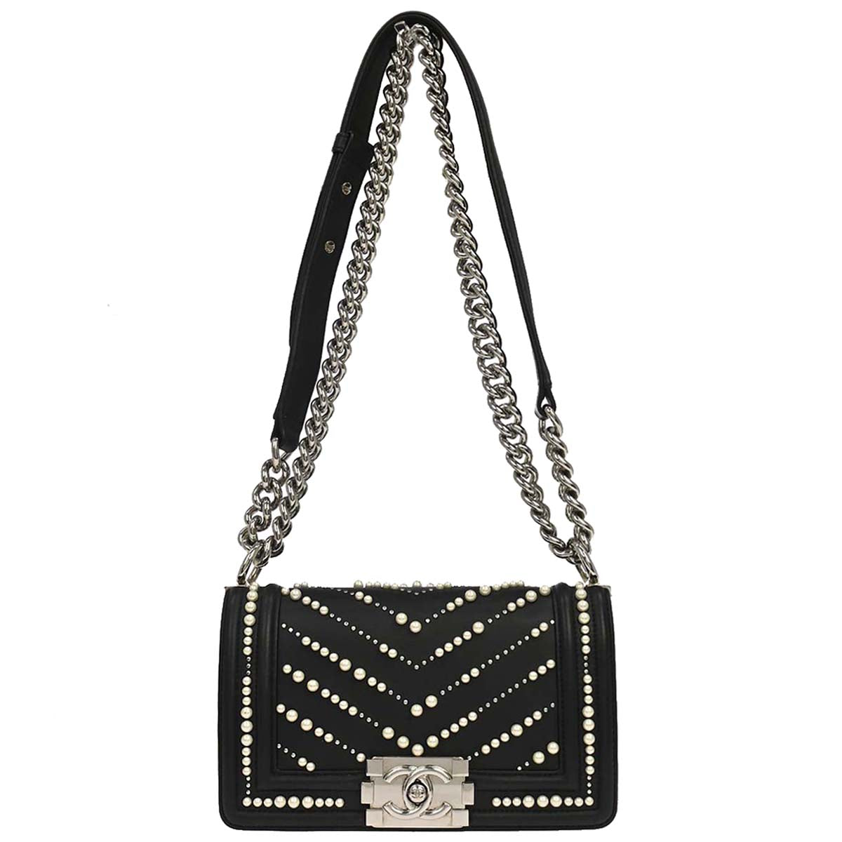 Boy Chanel 2019 Black Calfskin Costume Pearl Small Chain Shoulder Bag