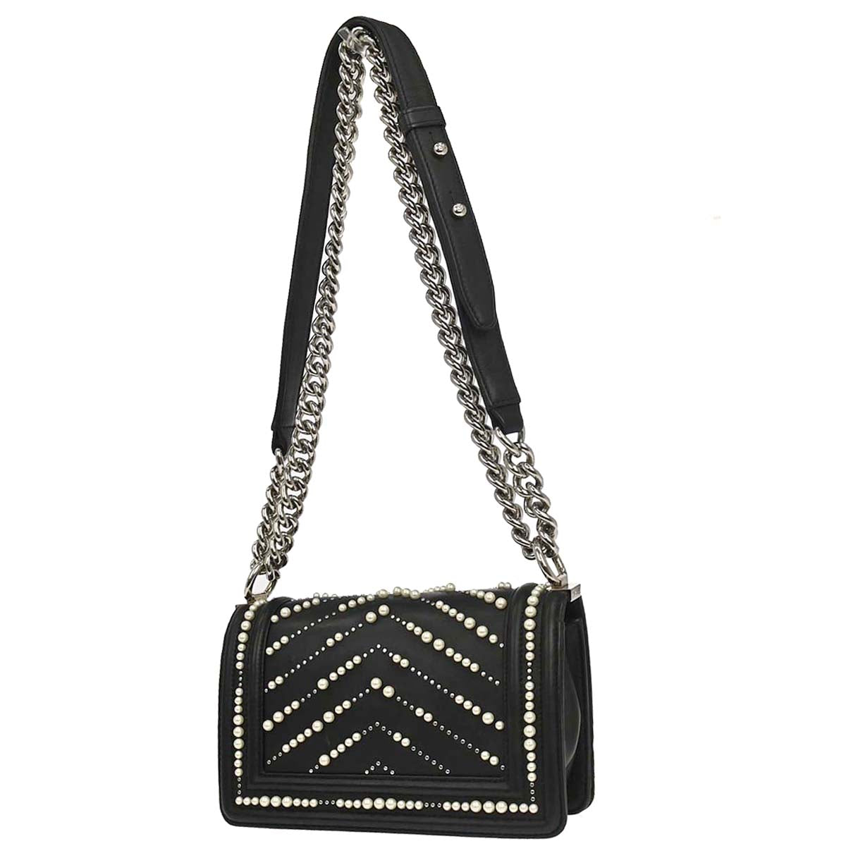 Boy Chanel 2019 Black Calfskin Costume Pearl Small Chain Shoulder Bag