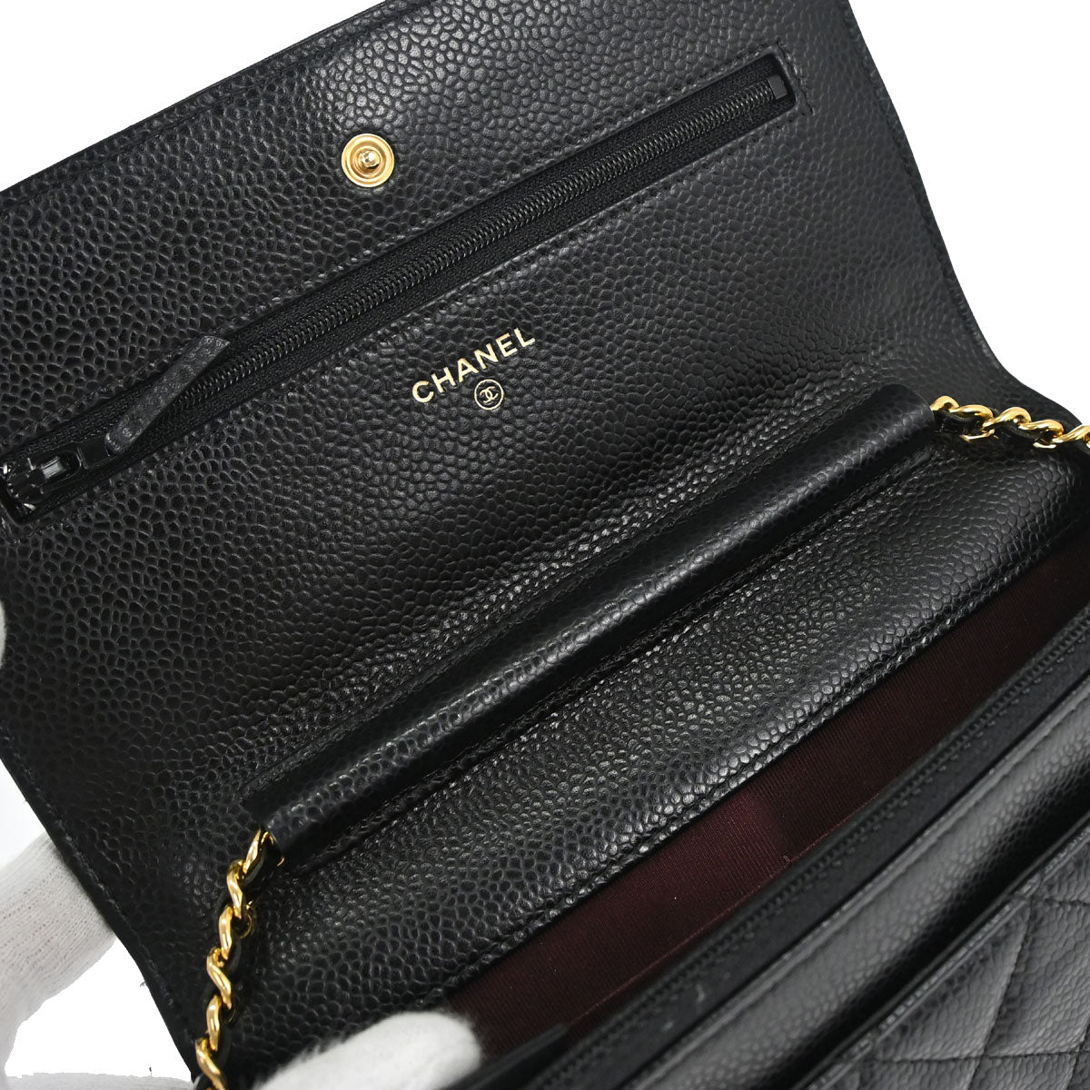 Chanel 2019 Black Caviar Skin Classic WOC Wallet on Chain Bag