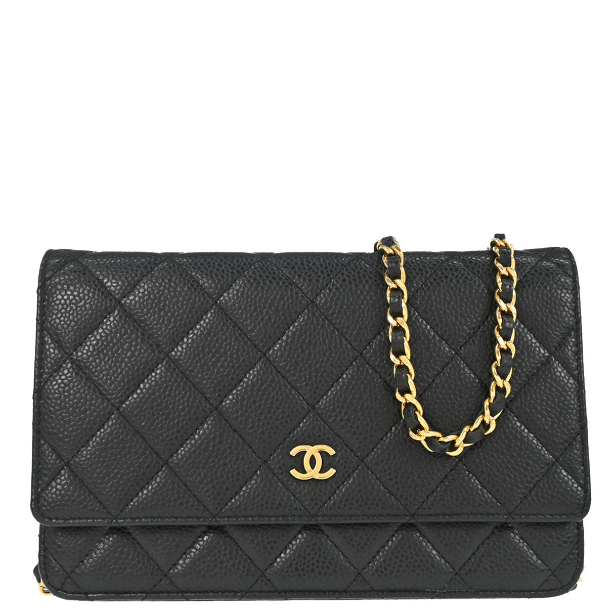 Chanel 2017 Black Caviar Skin Classic WOC Wallet on Chain Bag