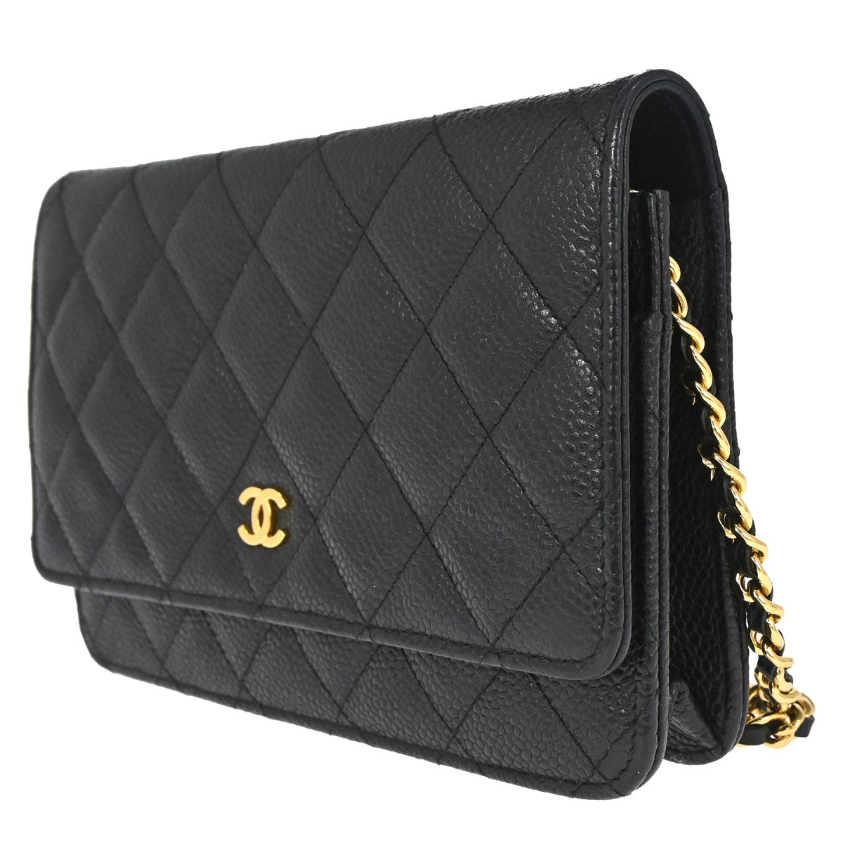 Chanel 2019 Black Caviar Skin Classic WOC Wallet on Chain Bag