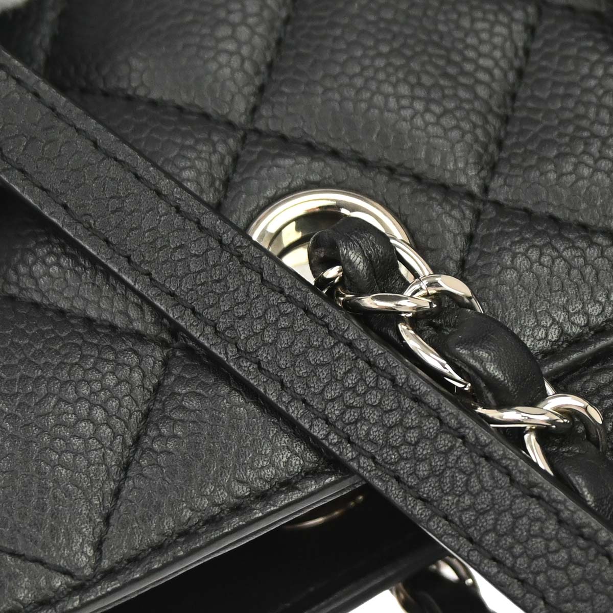 Chanel 2017 Black Caviar Skin CC Box Shopping Tote 2way Shoulder Handbag