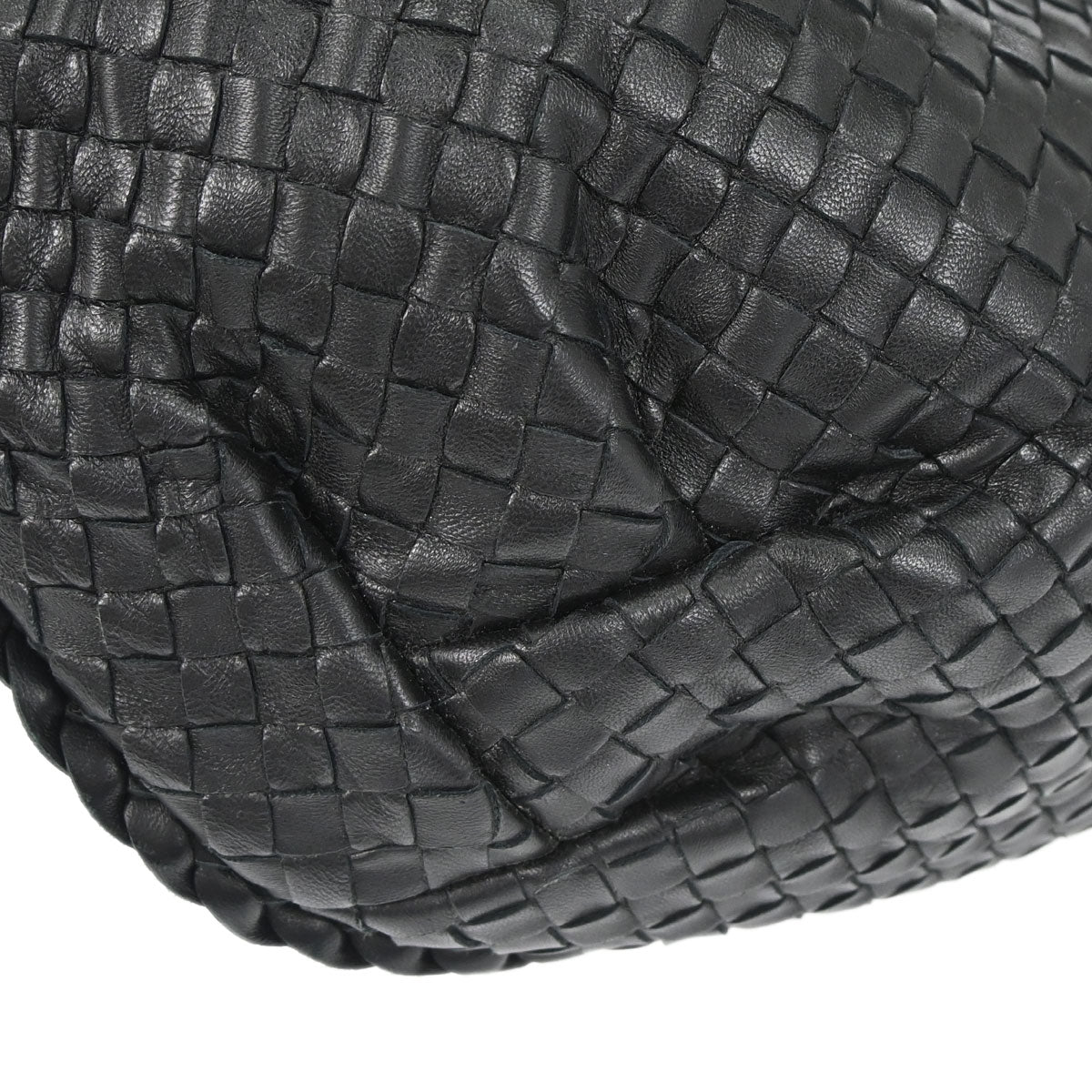 Bottega Veneta Black Lambskin Intrecciato Hobo Handbag