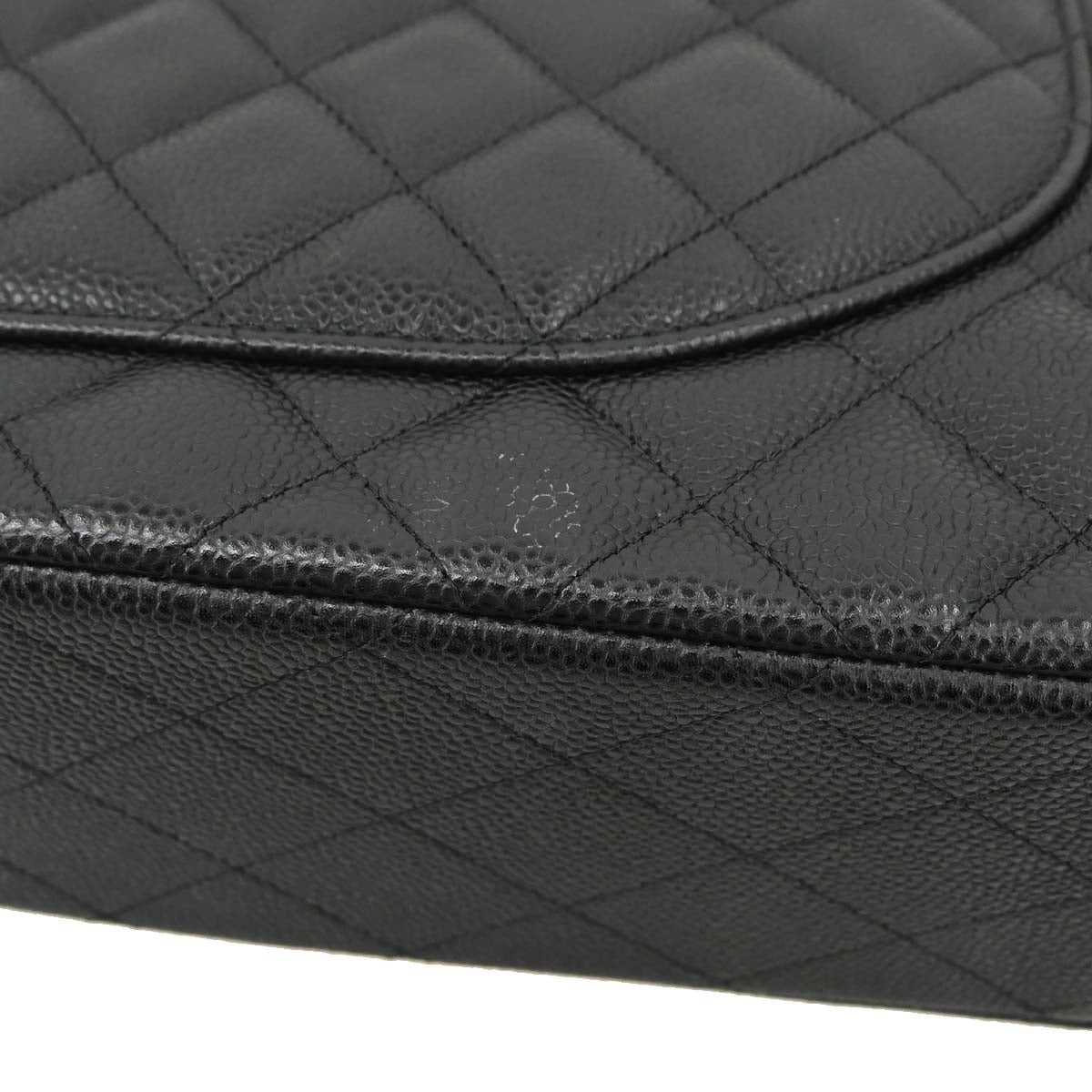 Chanel Black Caviar Skin Maxi Classic Double Flap Shoulder Bag