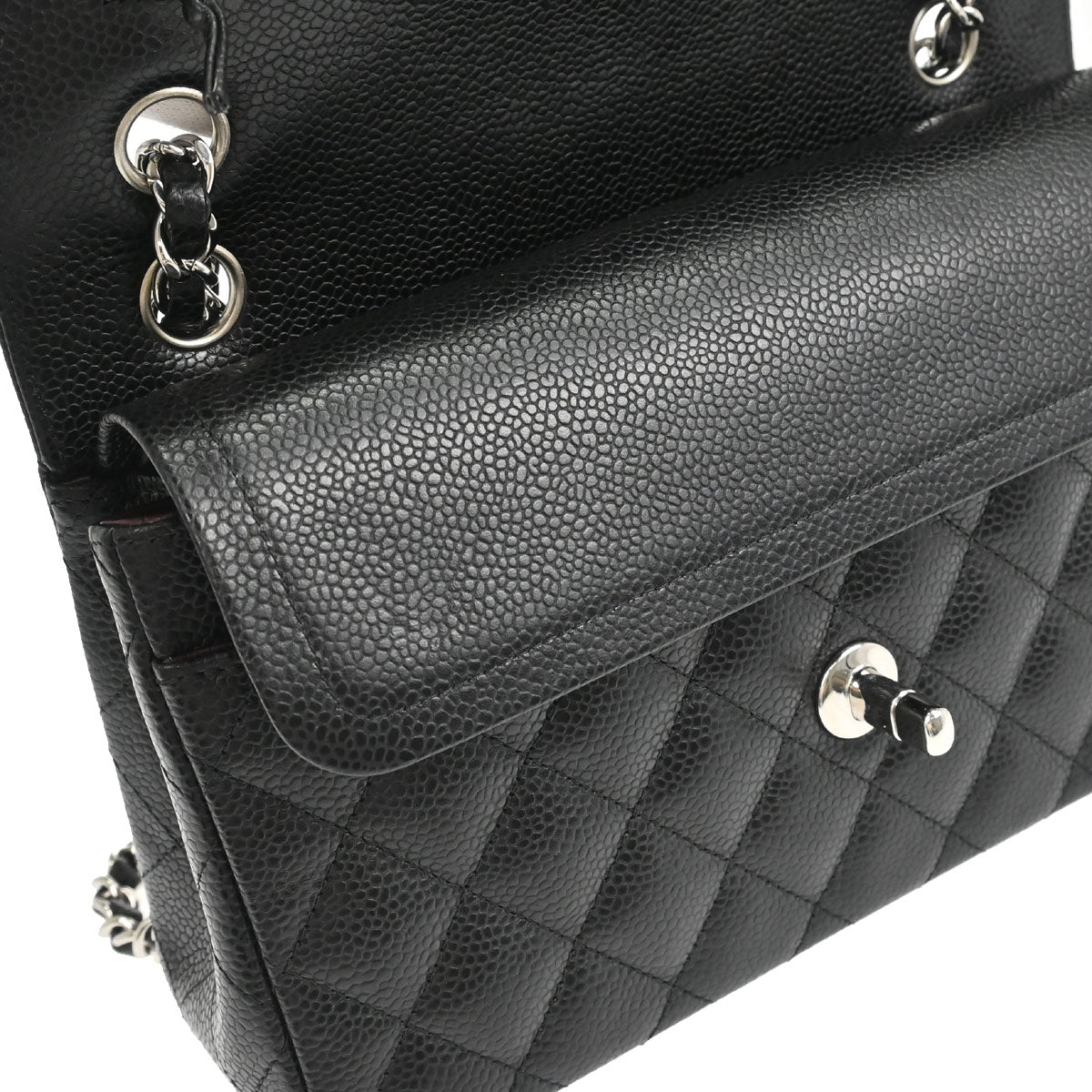 Chanel Black Caviar Skin Small Classic Double Flap Shoulder Bag