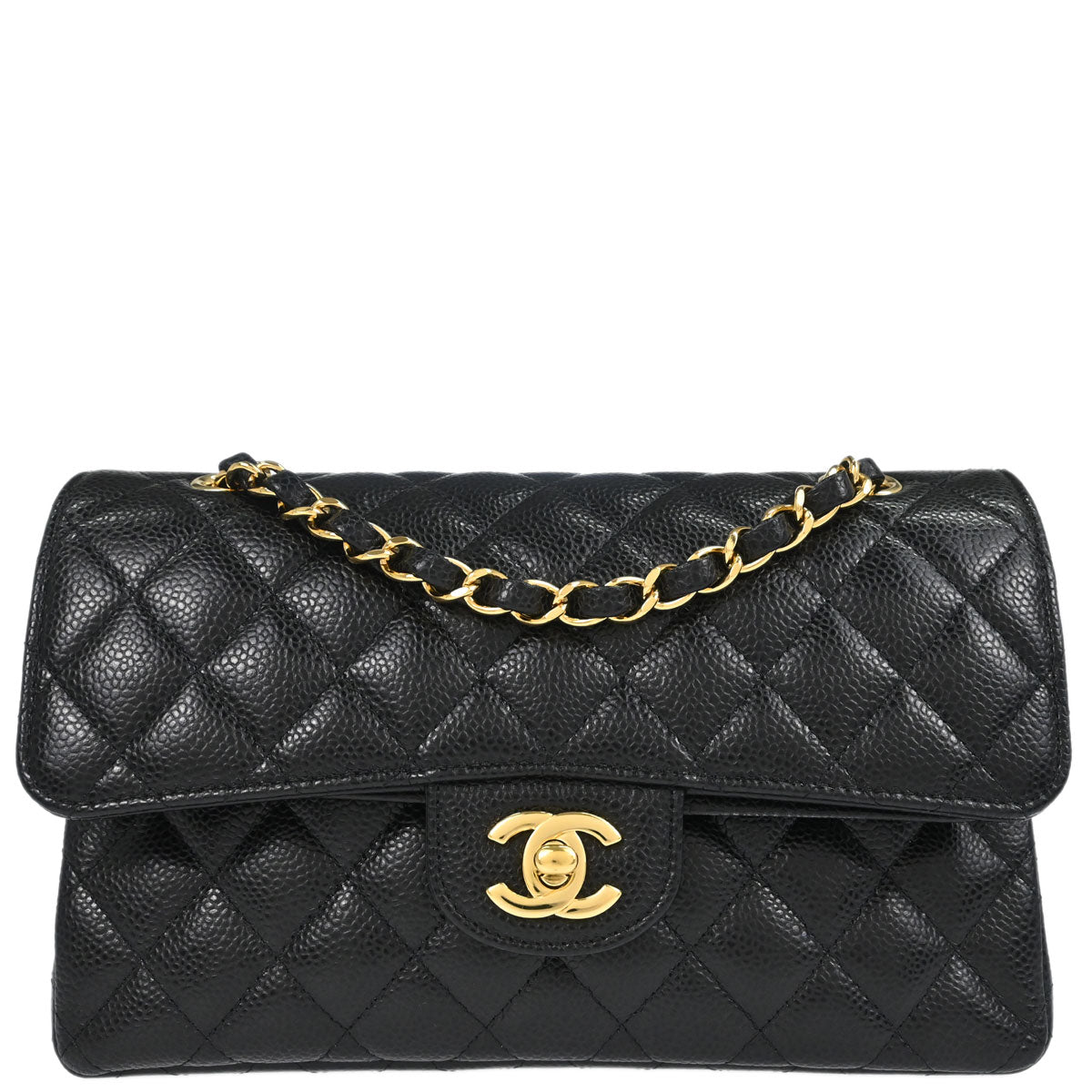 Chanel Black Caviar Skin Small Classic Double Flap Shoulder Bag