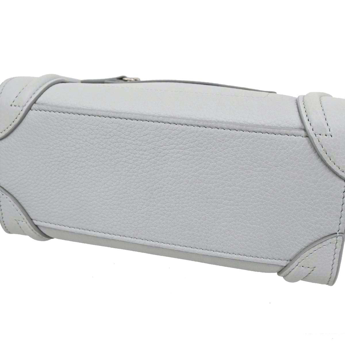 Celine Gray Leather Nano Luggage 2way Shoulder Tote Handbag