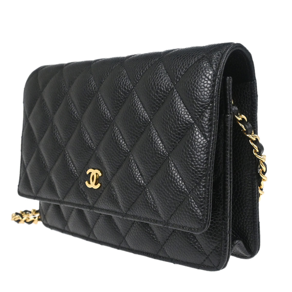 Chanel Black Caviar Skin Classic WOC Wallet on Chain Shoulder Bag