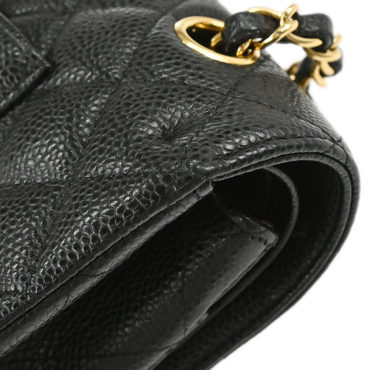 Chanel 2017-2018 Black Caviar Skin Medium Classic Double Flap Shoulder Bag