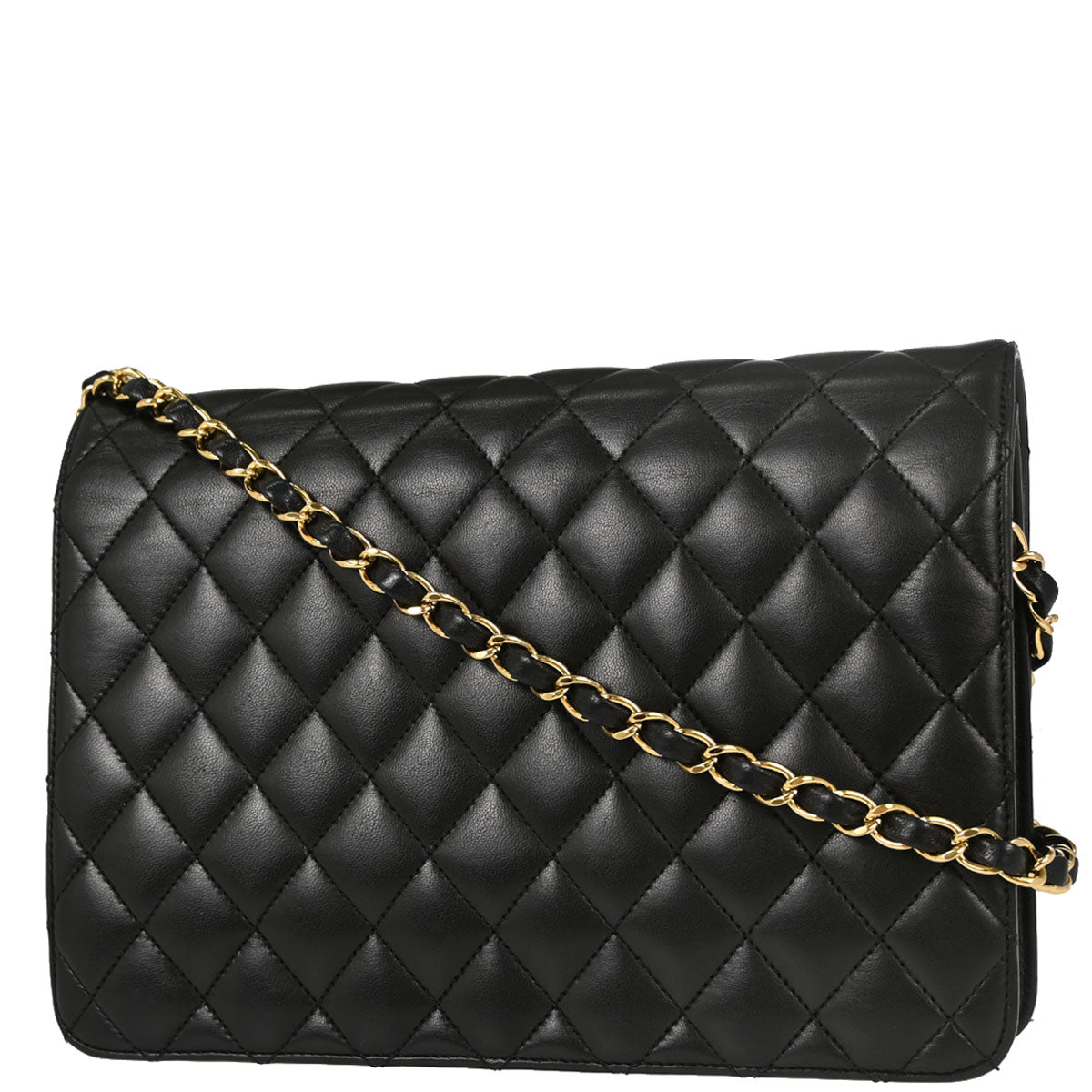 Chanel Black Lambskin Turnlock Medium Half Flap Shoulder Bag