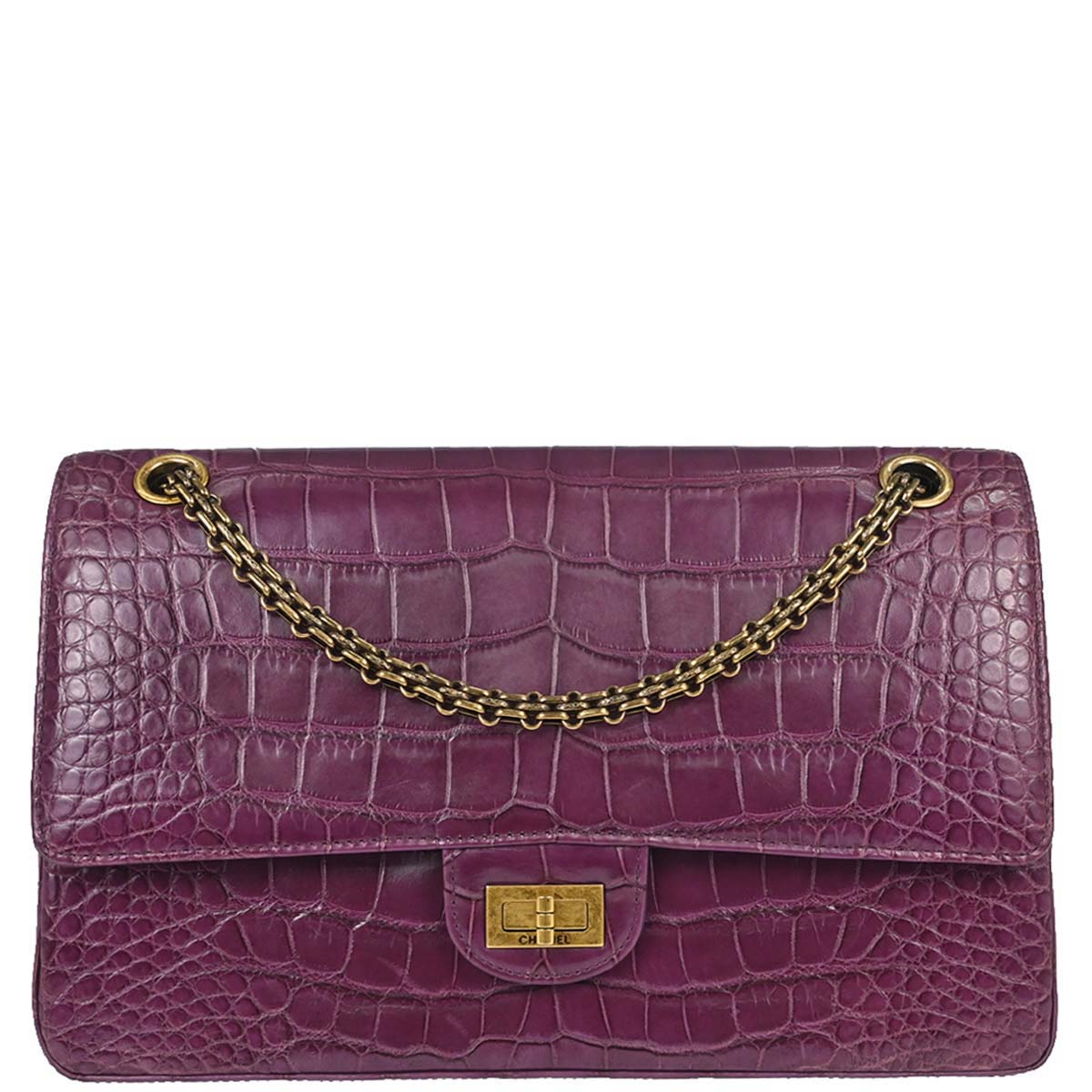 Chanel * Purple Crocodile Classic Single Flap Shoulder Bag