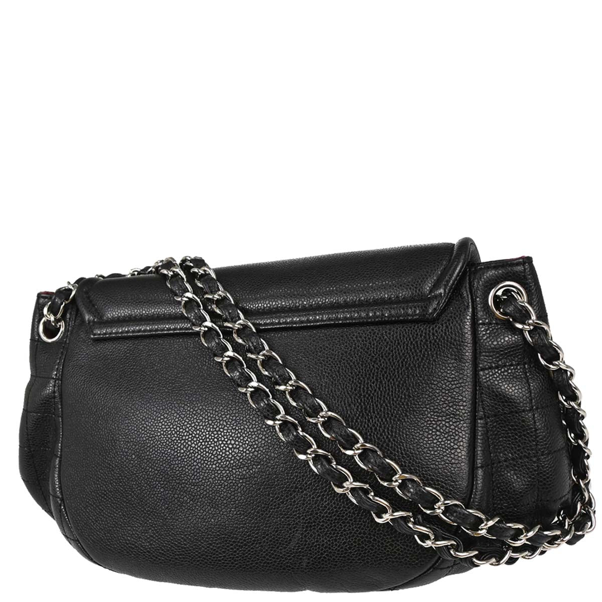 Chanel Black Caviar Skin Half Moon Flap Shoulder Bag