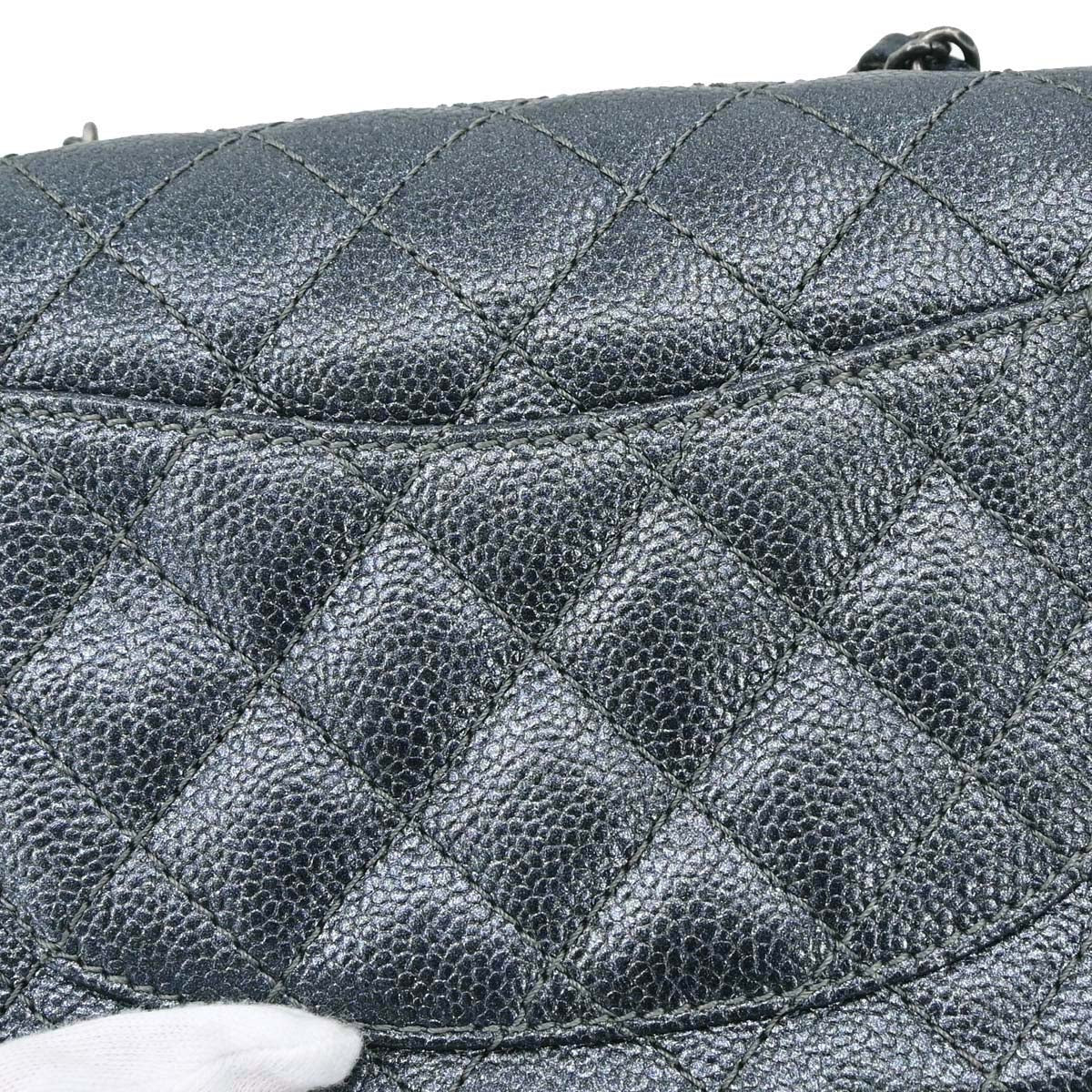 Chanel Metallic Blue Caviar Skin Mini Classic Square Flap Shoulder Bag 17